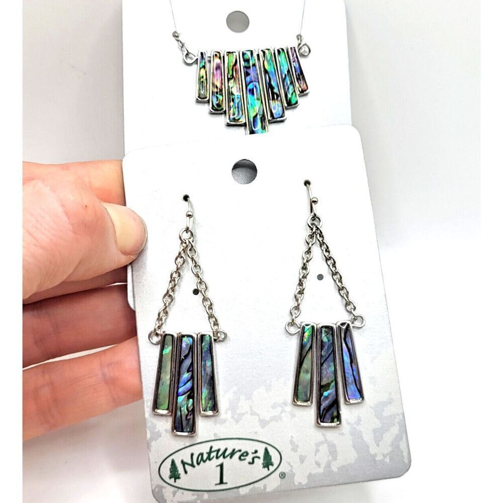 New with Tags Nature's 1 2007 Abalone Earring and Necklace Set - Picture 3 of 5